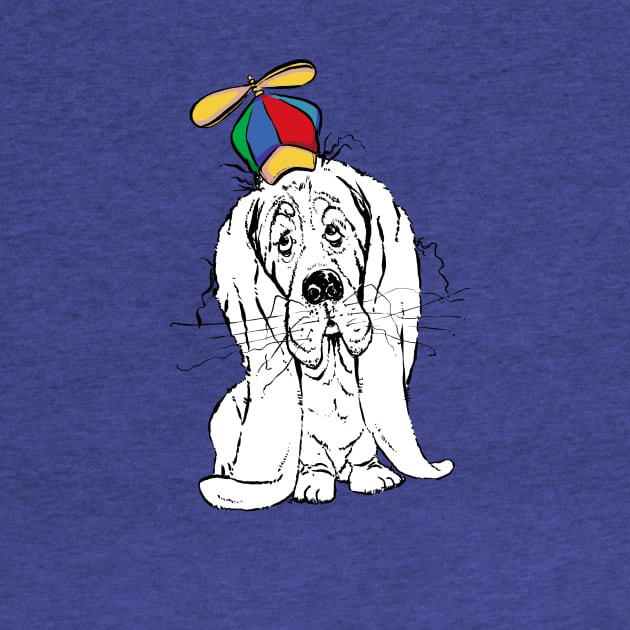 Cute Droopy Basset Hound with a Spinner Hat by obillwon